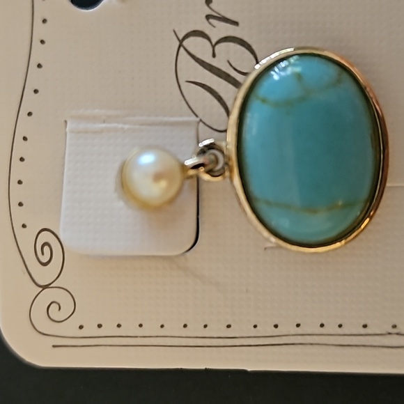 Turquoise and pearl earrings - Picture 3 of 3